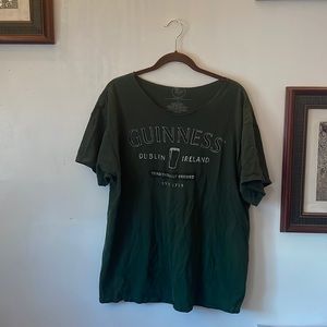 Guinness Graphic Tee with Raw Hem Neckline